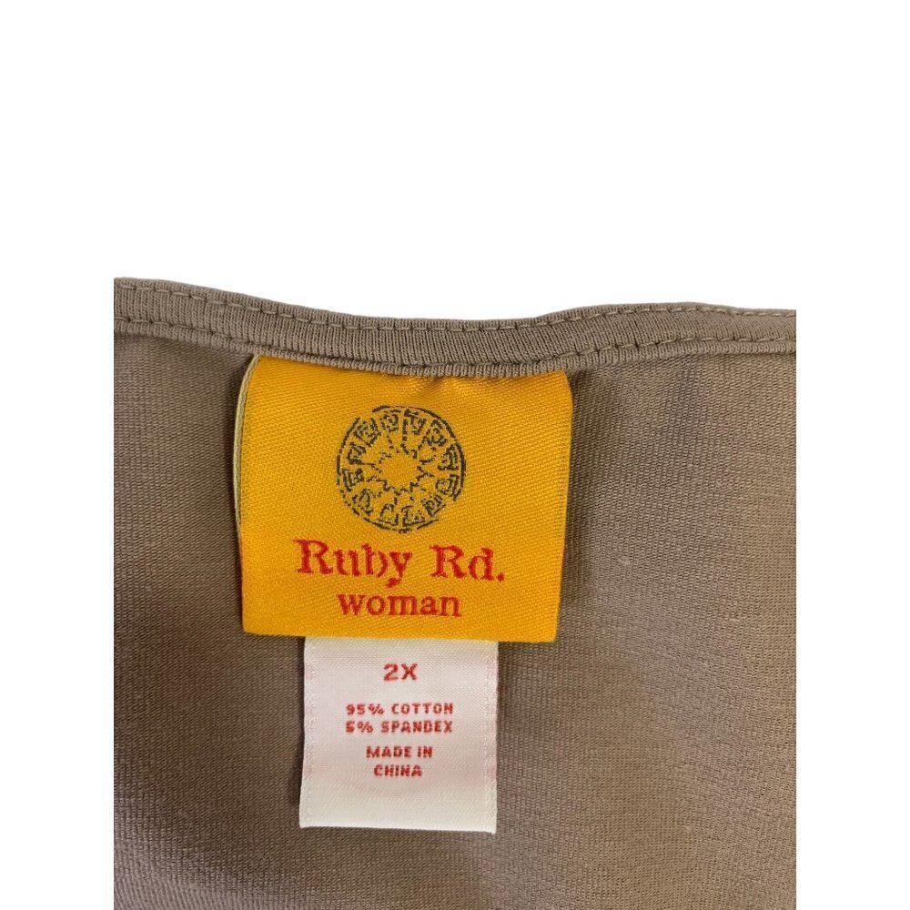 Ruby Rd. Women's Tan & Gold Top - Picture 3 of 7